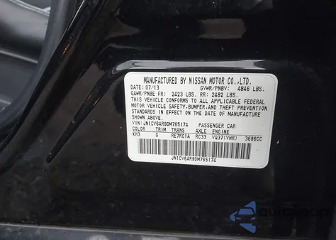 2013 Infiniti G37X from USA, damaged, VIN JN1CV6AR9DM765174